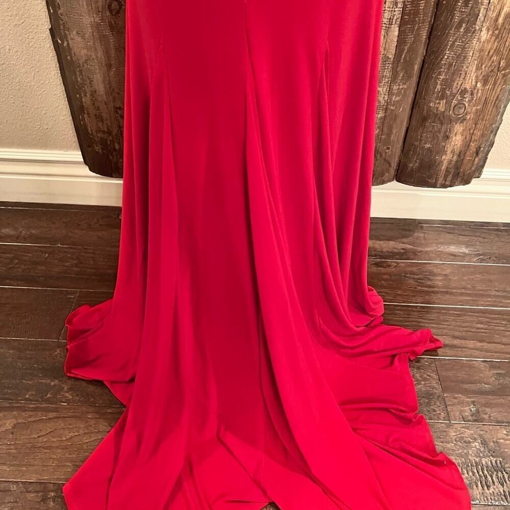 B. Darlin Long Mermaid Style Formal Red Dress Size 3/4 Low Cut Open Back - Picture 5 of 9